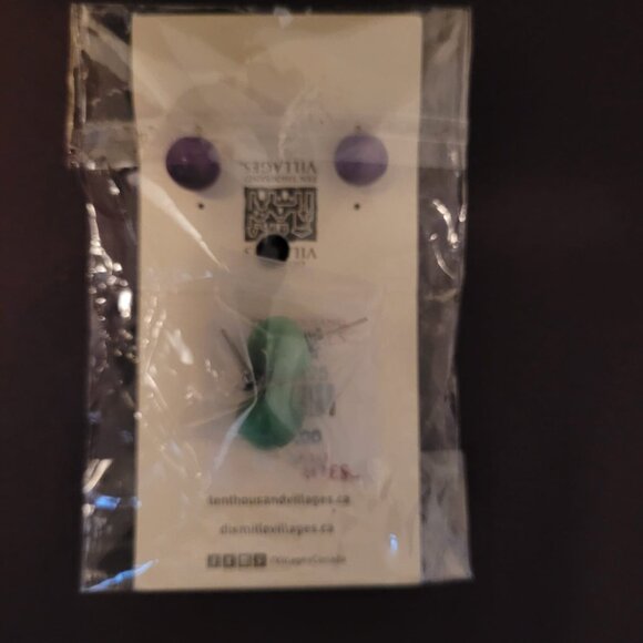 New Green and Purple Dot Earrings | Ten Thousand villages - Picture 2 of 2